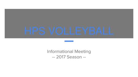 Informational Meeting Season --