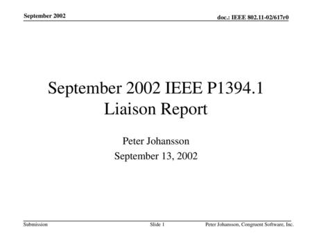 September 2002 IEEE P Liaison Report