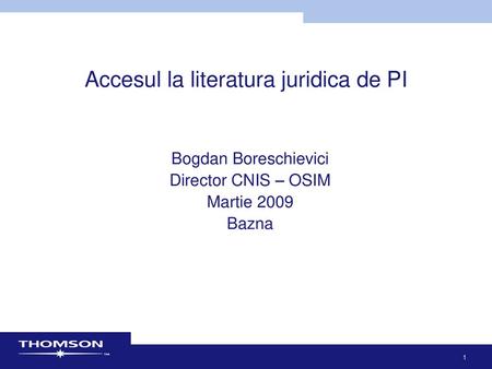 Accesul la literatura juridica de PI