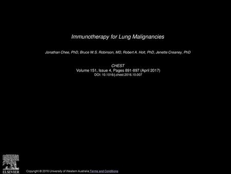 Immunotherapy for Lung Malignancies