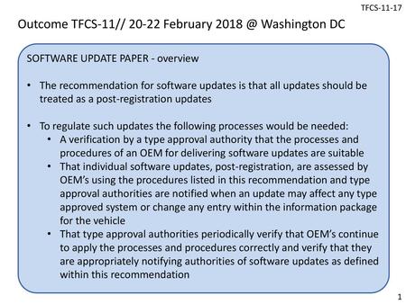 Outcome TFCS-11// February Washington DC