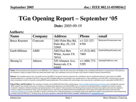 TGn Opening Report – September ‘05