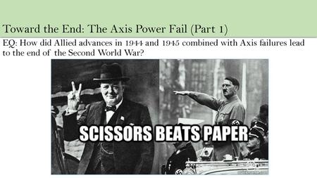 Toward the End: The Axis Power Fail (Part 1)