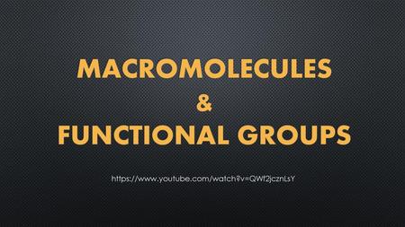 Macromolecules & Functional Groups