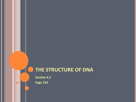 THE STRUCTURE OF DNA Section 4.2 Page 210.