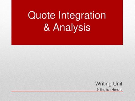 Quote Integration & Analysis