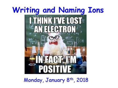 Writing and Naming Ions