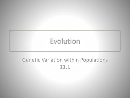 Genetic Variation within Populations 11.1