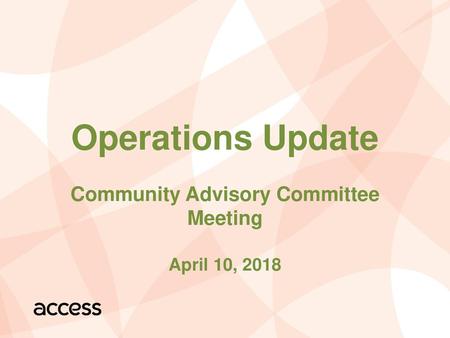 Community Advisory Committee Meeting