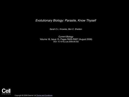 Evolutionary Biology: Parasite, Know Thyself