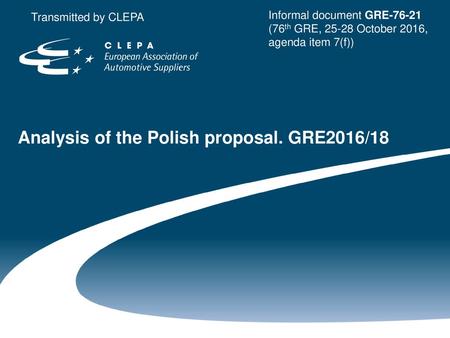 Analysis of the Polish proposal. GRE2016/18