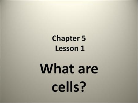 Chapter 5 Lesson 1 What are cells?.