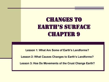 Changes to Earth’s Surface Chapter 9