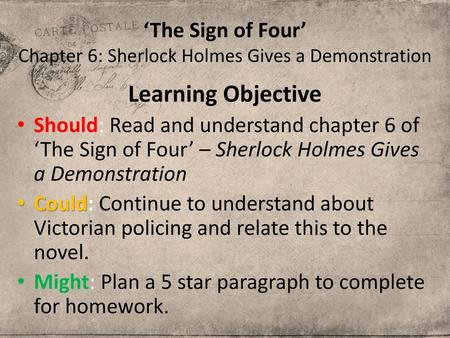 ‘The Sign of Four’ Chapter 6: Sherlock Holmes Gives a Demonstration