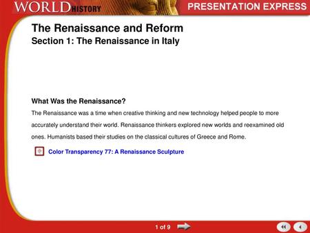 The Renaissance and Reform