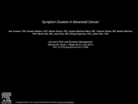 Symptom Clusters in Advanced Cancer