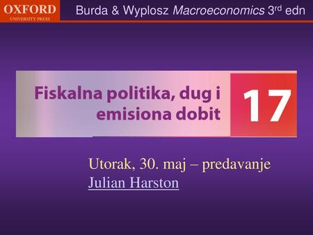 Utorak, 30. maj – predavanje Julian Harston