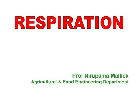 RESPIRATION Prof Nirupama Mallick