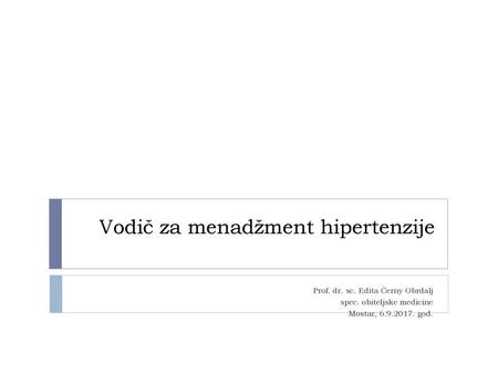 Vodič za menadžment hipertenzije