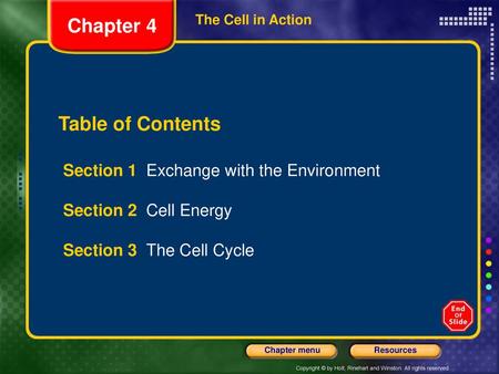 Chapter 4 Table of Contents Section 1 Exchange with the Environment