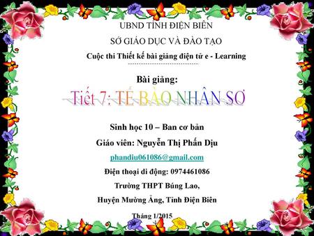 Tiết 7: TẾ BÀO NHÂN SƠ Bài giảng: UBND TỈNH ĐIỆN BIÊN