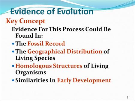 Evidence of Evolution Key Concept