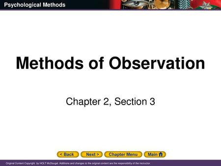 Methods of Observation