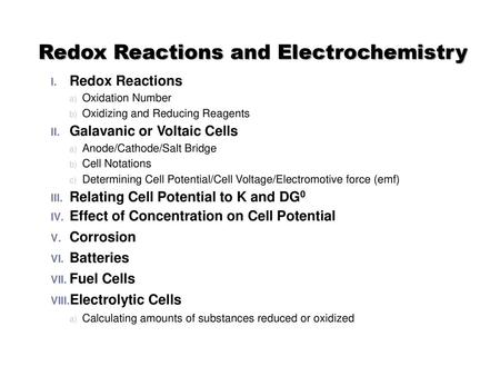 Redox Reactions and Electrochemistry