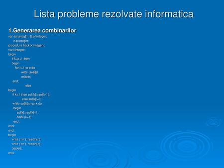 Lista probleme rezolvate informatica