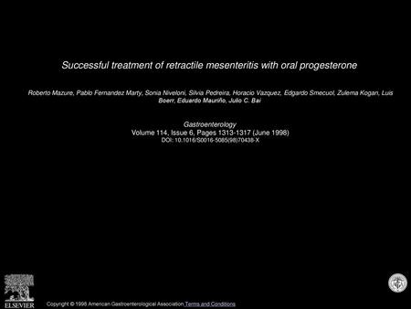 Successful treatment of retractile mesenteritis with oral progesterone