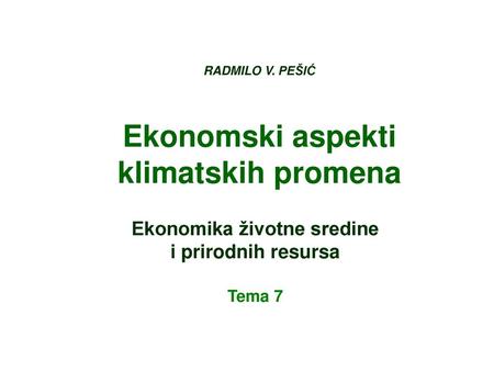 Ekonomika životne sredine i prirodnih resursa