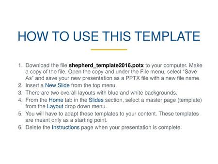 How to use this template