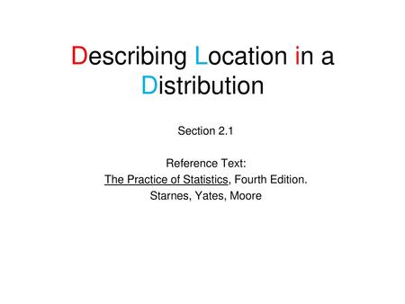 Describing Location in a Distribution