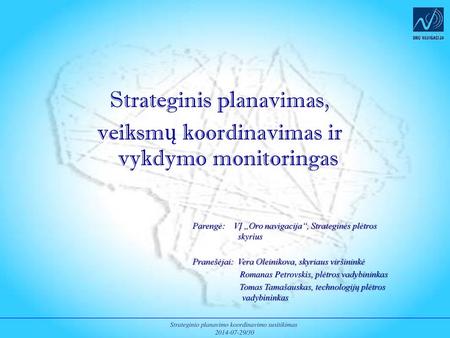 Strateginis planavimas, veiksmų koordinavimas ir vykdymo monitoringas