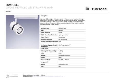 VIVO S 1/30W LED WN ETR 3PV FL WHM