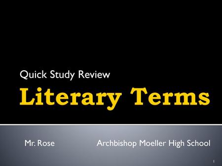 Literary Terms Quick Study Review