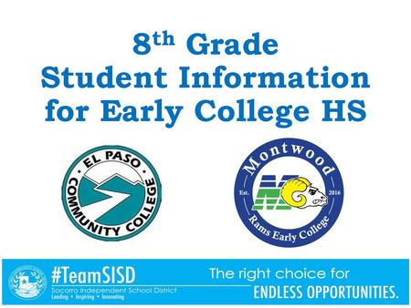 8th Grade Student Information for Early College HS