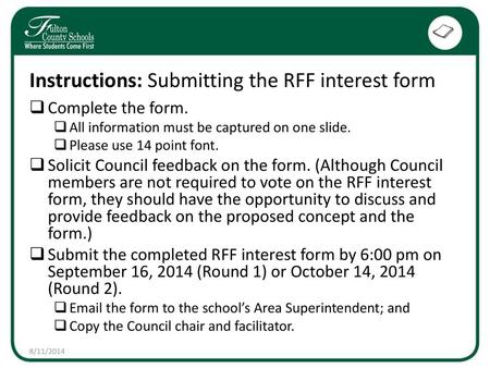 Instructions: Submitting the RFF interest form