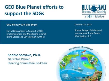 GEO Blue Planet efforts to support the SDGs