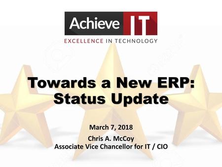 Towards a New ERP: Status Update