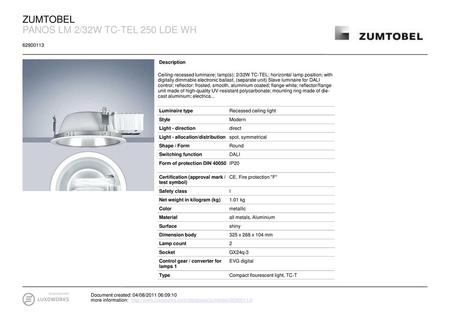 PANOS LM 2/32W TC-TEL 250 LDE WH