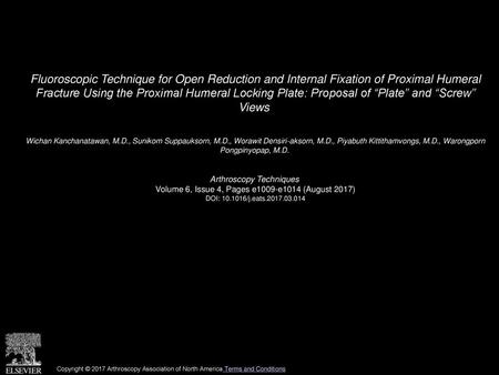 Fluoroscopic Technique for Open Reduction and Internal Fixation of Proximal Humeral Fracture Using the Proximal Humeral Locking Plate: Proposal of “Plate”