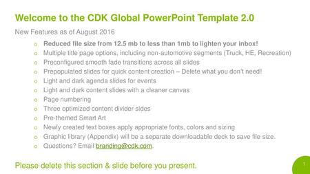 Welcome to the CDK Global PowerPoint Template 2.0