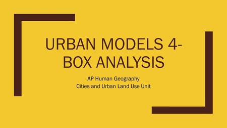 Urban models 4-box Analysis