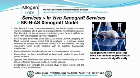 Telephone  512 433 6177  email  info@altogenlabs.com Provider of Global Contract Research Services Accelerating Preclinical Research, Drug Discovery.