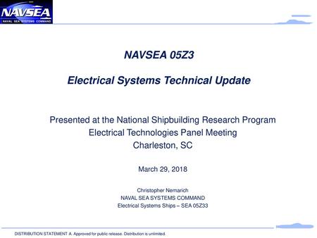 NAVSEA 05Z3 Electrical Systems Technical Update