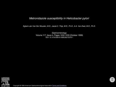 Metronidazole susceptibility in Helicobacter pylori