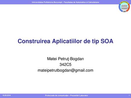 Construirea Aplicatiilor de tip SOA