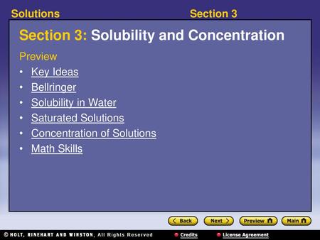 Section 3: Solubility and Concentration