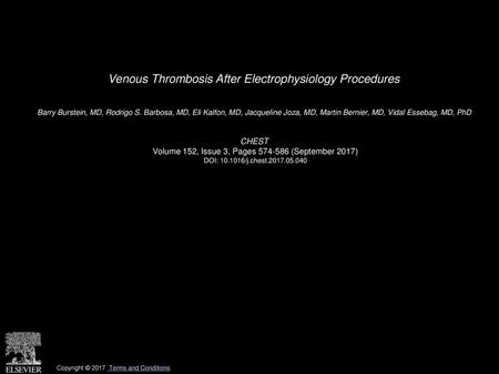 Venous Thrombosis After Electrophysiology Procedures